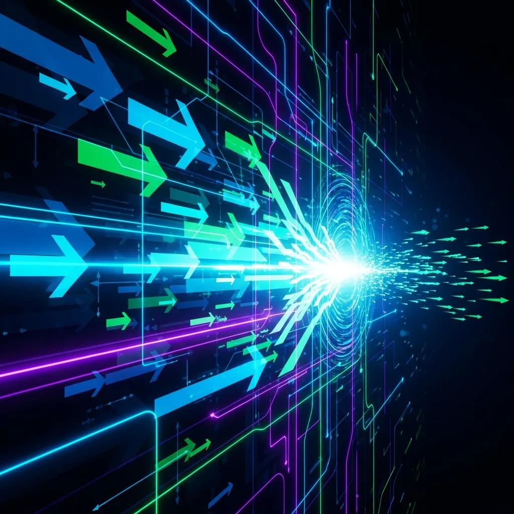 Abstract representation of data flow illustrating WAN optimization techniques