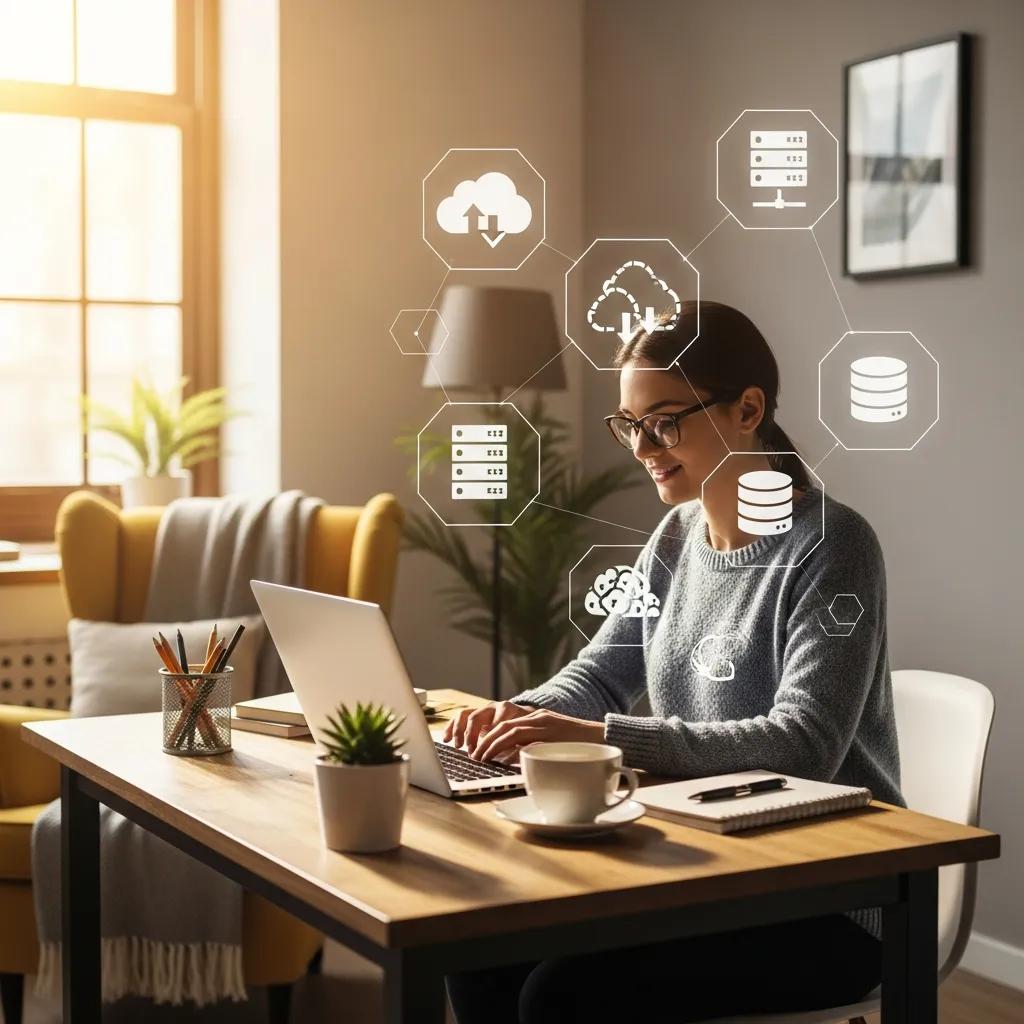 Remote worker utilizing cloud computing solutions in a home office